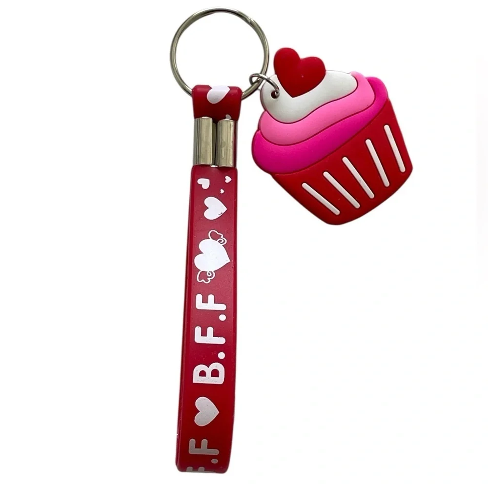 Red Cupcake B.F.F. Keychain